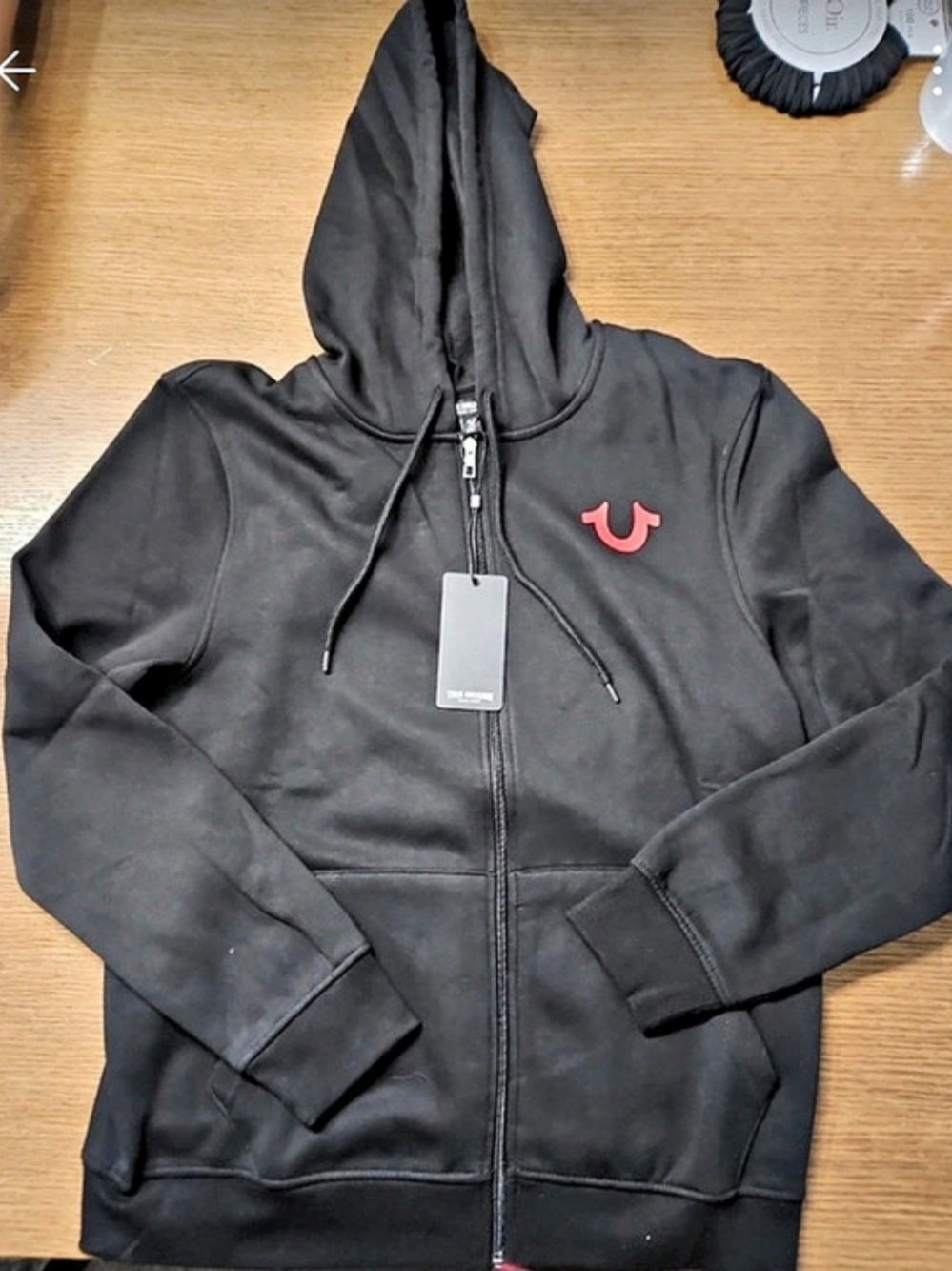 True Religion World Tour Guitar Buddha Zip Hoodie Black & Red Large